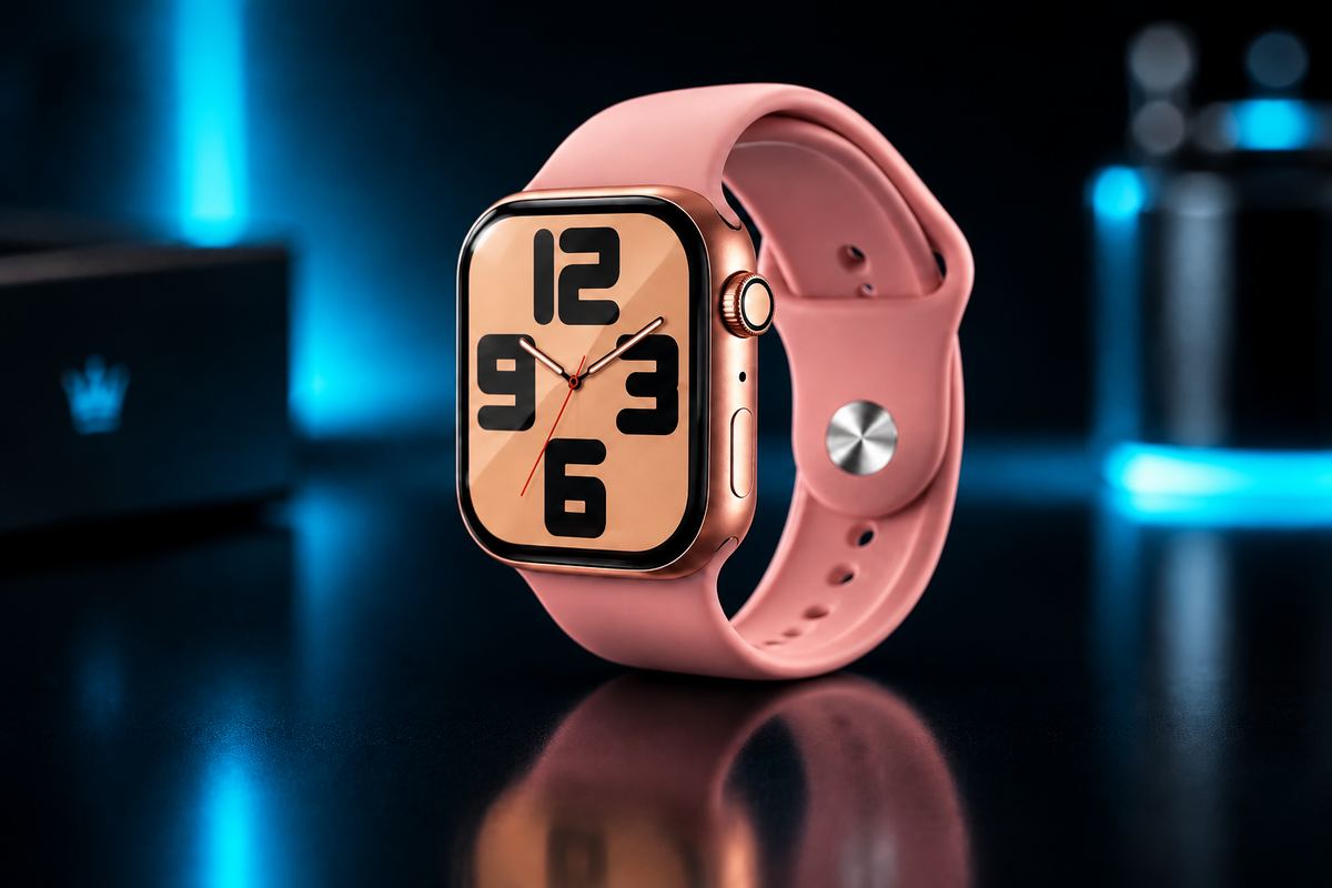 Crown Q700 AMOLED Smartwatch in pink with jewelry strap